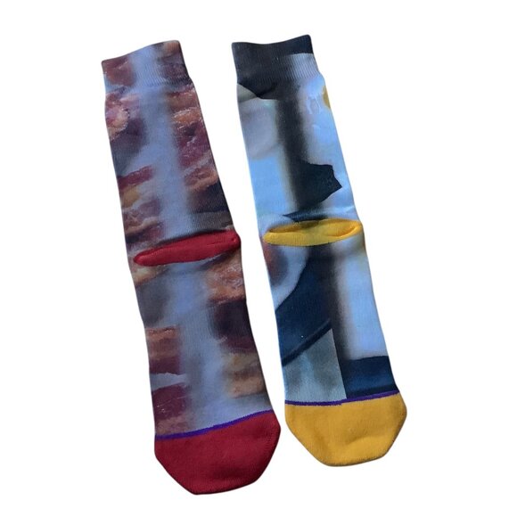 Bacon & Eggs Novelty Men Large Crew Socks Breakfast NEW NWOT - Picture 3 of 3